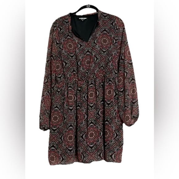 Fashion Union Tops - Fashion Union Red/Black Paisley Top Sz 8 Casual Lined Babydoll A-Line